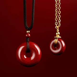 Buddha Gift Cinnabar Peace Buckle Calm Blessing Necklace Pendant