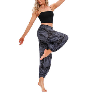 Buddha Gift Casual Loose Round Rose Pattern Harem Trousers Women's Yoga Pants