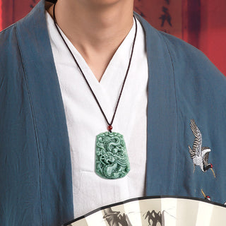 Buddha Gift Chinese Zodiac Dragon Jade Strength Necklace String Pendant