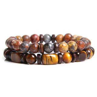 Buddha Gift 2PCS Healing Crystal Emperor Stone Tiger Eye Bead Bracelet