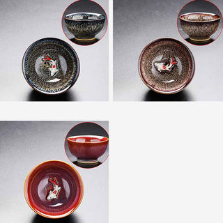 Buddha Gift Small Koi Fish Kiln Change Chinese Jianzhan Ceramic Teacup Kung Fu Tea Cup 60ml