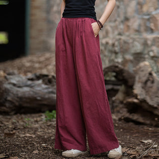 Buddha Gift Retro Wide Leg Pants Casual Women's Yoga Pants With Pockets