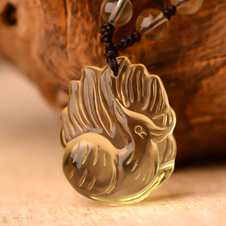 Buddha Gift Natural Amethyst White Crystal Citrine Nine Tailed Fox Luck Necklace Pendant