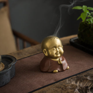 Buddha Gift Little Buddha Laughing Buddha Ceramic Healing Incense Burner