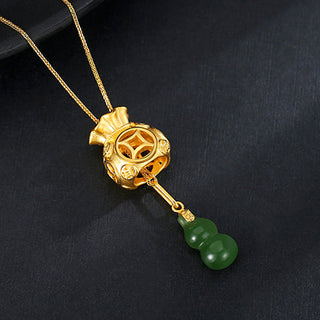 Buddha Gift  Auspicious Feng Shui Money Bag Jade Pendant Necklace