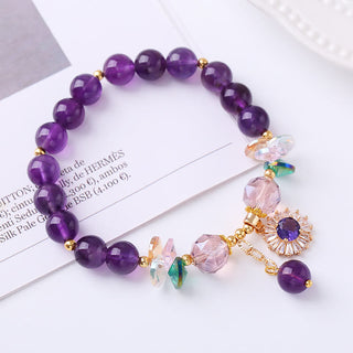 Buddha Gift Natural Amethyst Zircon Sun Healing Spiritual Charm Bracelet