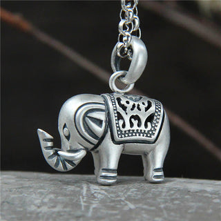Buddha Gift 990 Sterling Silver Elephant Strength Necklace Pendant