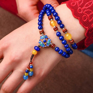 Buddha Gift Lazurite Yellow Agate Positive Bracelet