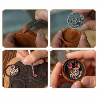 Buddha Gift Year Of The Dragon Hand Painted Chinese Zodiac Rosewood Carved Calm Key Chain