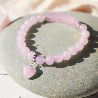 Buddha Gift Natural Quartz Love Heart Healing Beads Bracelet