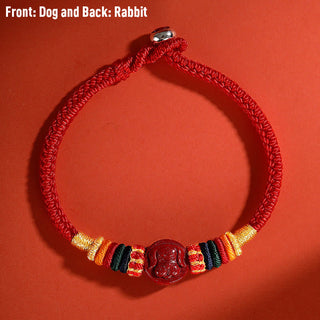 Buddha Gift Year of the Dragon 925 Sterling Silver Chinese Zodiac Cinnabar Auspicious Matches Blessing Bracelet