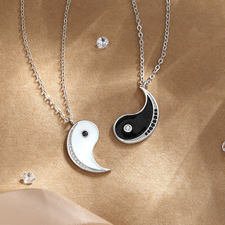 Buddha Gift 925 Sterling Silver Yin Yang Symbol Harmnoy Necklace Pendant