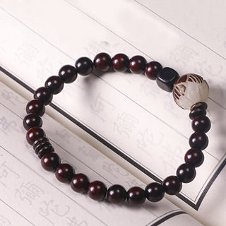 Buddha Gift Small Leaf Red Sandalwood Lotus Bodhi Seed Carved Protection Double Wrap Bracelet