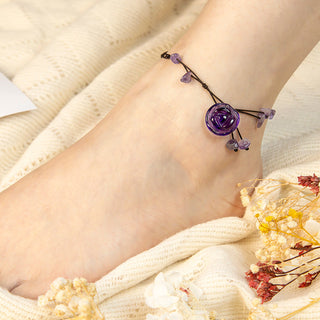 Buddha Gift Amethyst Pink Crystal Green Aventurine Rose Inner Peace Healing Anklet