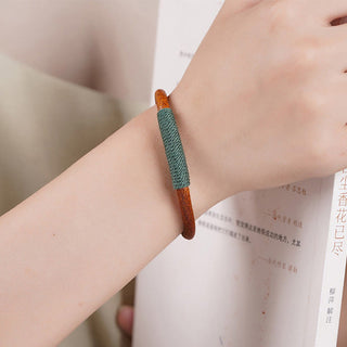 Buddha Gift Tibetan Leather Handmade Five Elements Luck Braid String Buckle Bracelet