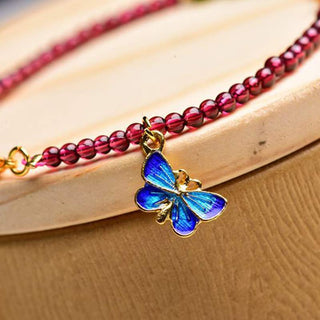 Buddha Gift Garnet Tourmaline Butterfly Protection Bracelet Anklet