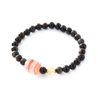 Buddha Gift Natural Gold Sheen Obsidian PiXiu Wealth Protection Bracelet