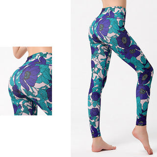 Buddha Gift Colorful Flower Petal Leaves Print Sports Exercise Fitness High Waist Leggings Women's Yoga Pants