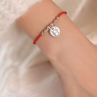 Buddha Gift Handmade 999 Sterling Silver Year of the Dragon Cute Chinese Zodiac Luck Braided Bracelet