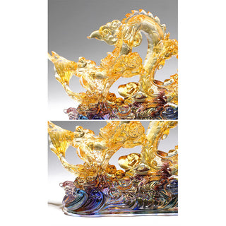 Buddha Gift Handmade Dragon Liuli Crystal Art Piece Protection Strength Home Office Decoration