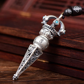 Buddha Gift Tibetan Om Mani Padme Hum Dorje Vajra Design Wisdom Rotatable Necklace Pendant