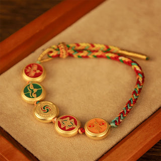 Buddha Gift Tibetan Five God Of Wealth Colorful Rope Braided Luck Bracelet
