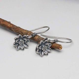 Buddha Gift 925 Sterling Silver Lotus Flower Enlightenment Earrings
