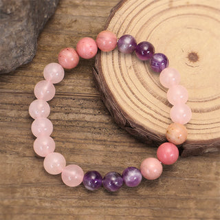Buddha Gift 108 Mala Beads Amethyst Rose Quartz Spiritual Healing Tassel Bracelet