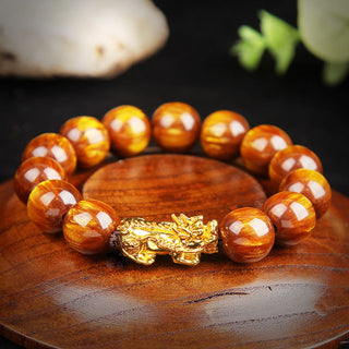 Buddha Gift Lucky Golden Tiger Eye Abundant Pixiu Bracelet