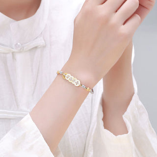 Buddha Gift Copper Coin Fortune Tree Pearl Luck Blue Rope Braided Bracelet