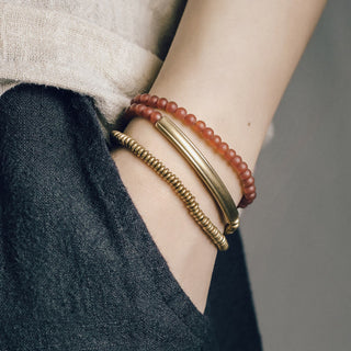 Buddha Gift Tibetan Various Agate Stone Copper Protection Triple Wrap Bracelet