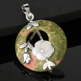 Buddha Gift Various Crystal Amethyst Green Aventurine Flower Healing Necklace Pendant
