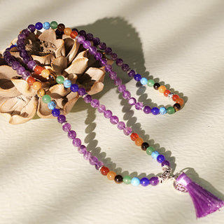 Buddha Gift Healing Crystal Mala Prayer Beads 108 Meditation Healing Multilayer Bracelet Necklace