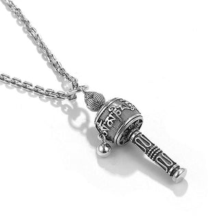 Buddha Gift Tibetan Om Mani Padme Hum Prayer Wheel Lotus Wisdom Rotatable Necklace Pendant