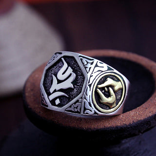 Buddha Gift 925 Sterling Silver Sanskrit Design Carved Protection Adjustable Ring