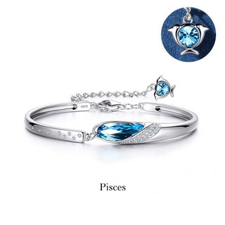 Buddha Gift 925 Silver Plated Copper 12 Constellations of the Zodiac Charm Bracelet