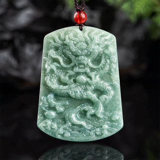 Buddha Gift Natural Jade Chinese Zodiac Dragon Sea Luck String Necklace Pendant