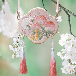 Buddha Gift Embroidery Lucky Panda Cat Shiba Inu Deer Rabbit Fox Flower Cute Animal Hanfu Bag Crossbody Bag Shoulder Bag