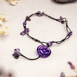 Buddha Gift Amethyst Pink Crystal Green Aventurine Rose Inner Peace Healing Anklet