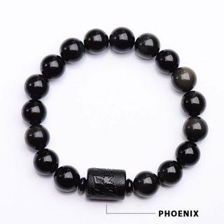 Buddha Gift Soul Cleansing Black Obsidian Phoenix Dragon Bracelet