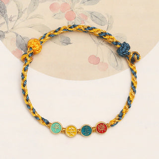 Buddha Gift Handmade Dunhuang Color Thread Peace And Joy Protection Braid String Bracelet