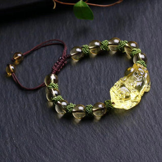 Buddha Gift Natural Citrine Pixiu Wealth Protection Bracelet