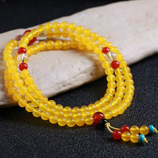 Buddha Gift 108 Mala Beads Yellow Chalcedony Harmony Bracelet