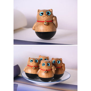 Buddha Gift Mini Lucky Cat Kitten Phoebe Zhennan Wood Blessing Decoration