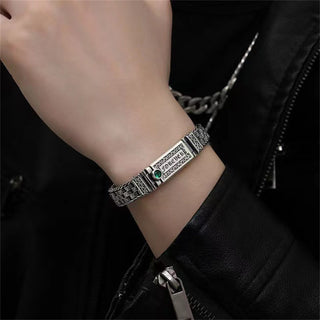 Buddha Gift Tibetan Om Mani Padme Hum Tang Dynasty Flower Design Copper Peace Chain Bracelet