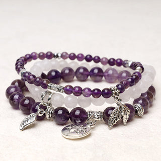 Buddha Gift 3PCS Natural Quartz Crystal Beaded Healing Energy Lotus Bracelet