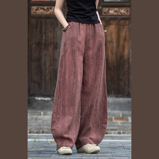 Buddha Gift Ramie Cotton Linen Pants Tie-dye Design Trousers Loose Zen Yoga Women's Pants with Pockets