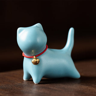 Buddha Gift Mini Small Cute Cat Tea Pet Ceramic Home Desk Figurine Decoration