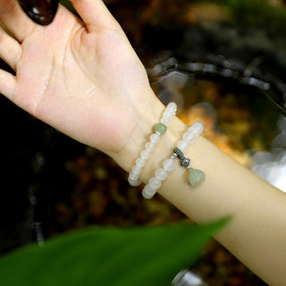 Buddha Gift White Agate Jade Lotus Protection Bracelet
