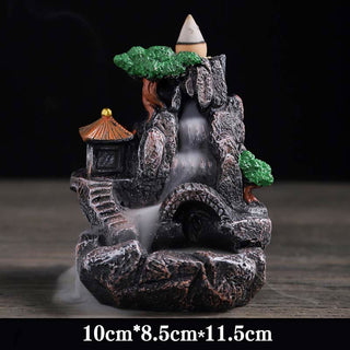 Buddha Gift Mountain Bridges Pattern Meditation Resin Backflow Incense Burner